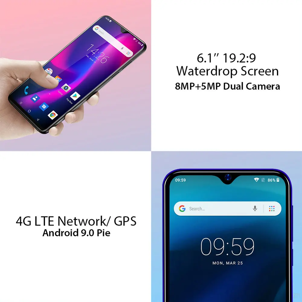 Blackview A60 Pro Мобильный телефон Android 9,0 MT6761V четырехъядерный мобильный телефон 3 ГБ+ 16 Гб экран капли 4080 мАч отпечатков пальцев Смартфон