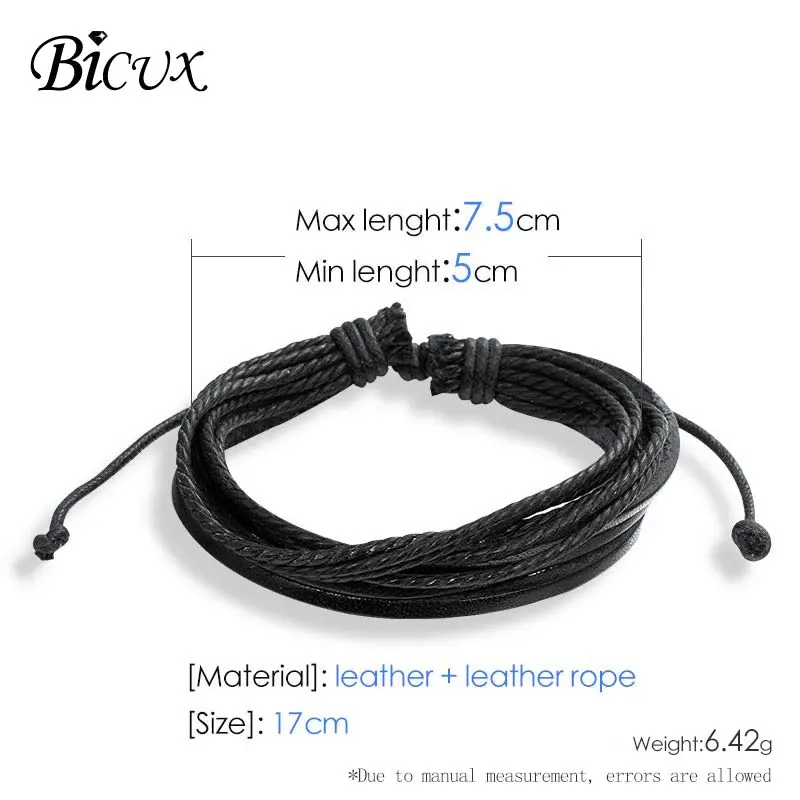 

BICUX Fashion Ethnic Bracelets for Women Men Vintage Handmade Weave Leather Party Rope Chain Bracelets Charm Jewelry Wholesale