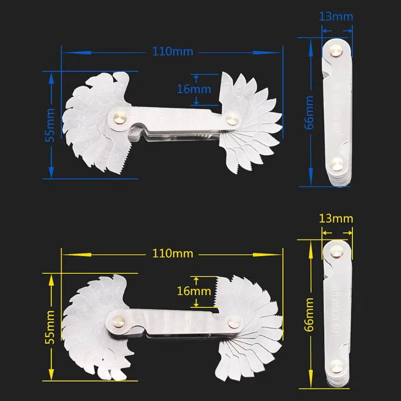 

Thread Measuring Gage 60 Degree Metric Screw Thread Pitch Gauge Blade for Measuring Tool B85C