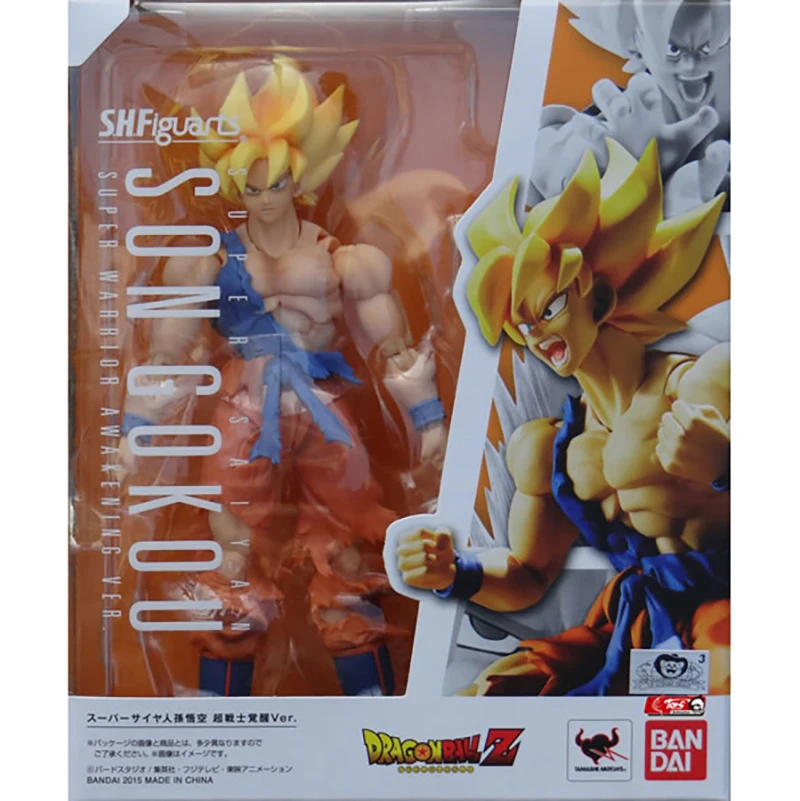 

Original BANDAI SHF Dragon Ball Z Super Saiyan Goku Battle Damage Action Collection Model Anime Figure Toy