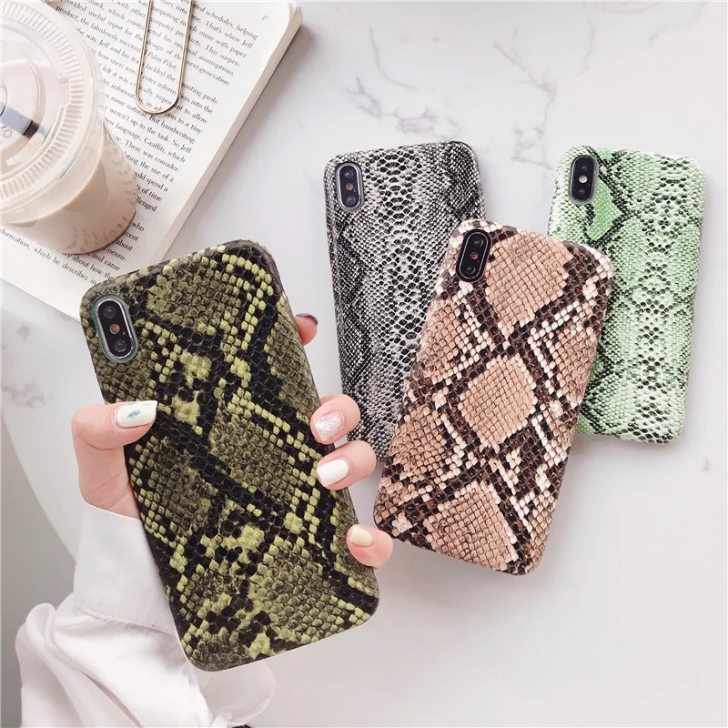 

Snake Skin PU Leather Phone Cases For iphone 12 12mini 11Pro Max 7 8 Plus X XS XR Phone Case Crocodile Texture Back Cover Coque