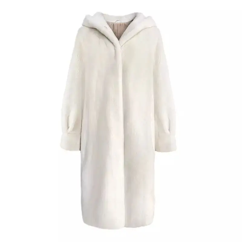 2021 зимние белые имитация мех норки длинное пальто для женщин длинные большой