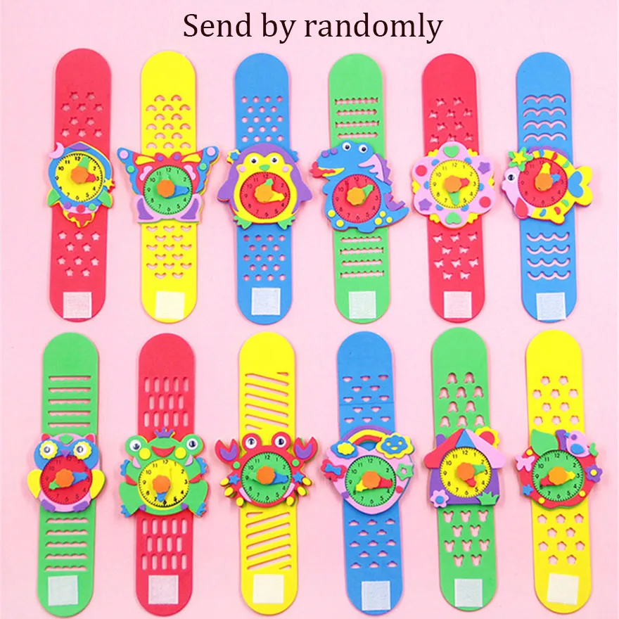 3Pcs/set Handmade EVA DIY Cartoon Watch Kindergarten Making Material Kit Pasting Toys for Chidlren Educational Art Craft Gifts | Игрушки и