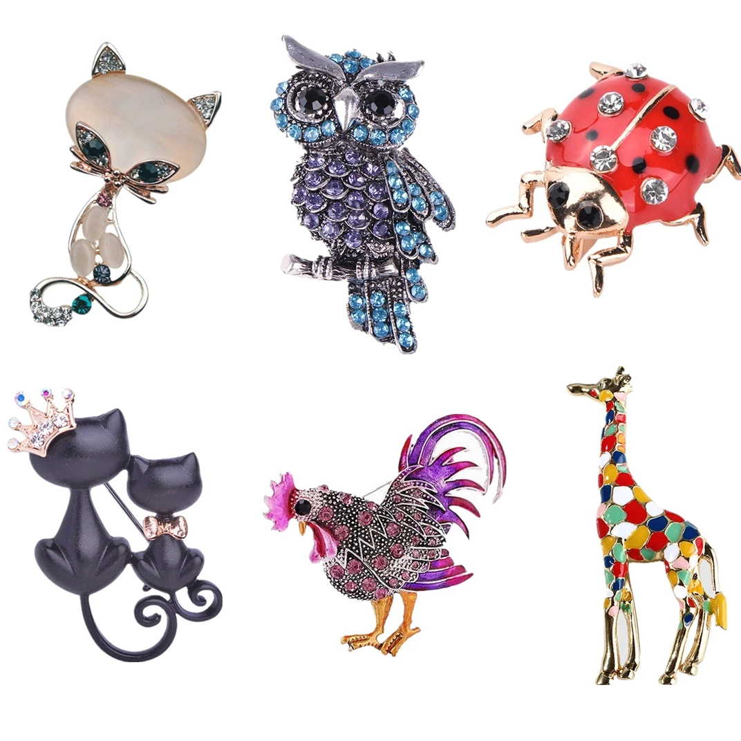 Милые животные Кошка Сова Жираф член Шпилька Модные ювелирные изделия подарок