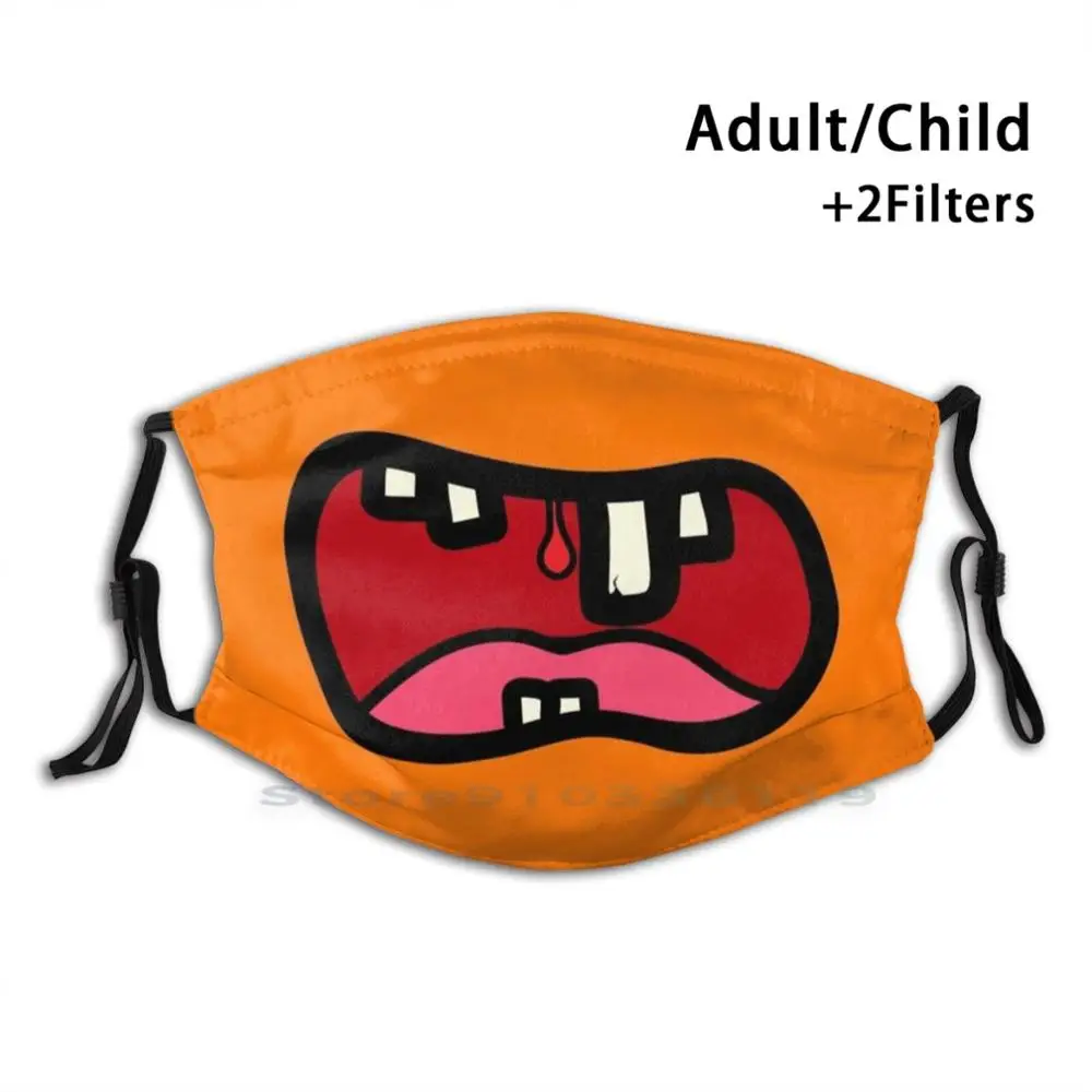

Monster Mouth - Scream Mouth Adult Kids Washable Funny Face Mask With Filter Little Lips Outine Bite Mouth Face Pout Black