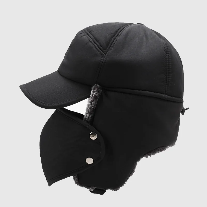 

Зимняя мужская шапка для защиты ушей, шапки Lei Feng с защитой от холода и тепла, утепленная плюшевая маска, ветрозащитный Бомбер, искусственный...