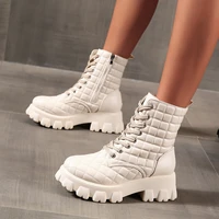 new autumn and winter lace up ankle boots naked boots motorcycle boots womens punk low heeled boots womens shoes plus size