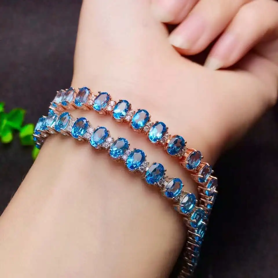 

Natural Topaz chain bracelet Free shipping Natural real Topaz 925 sterling silver Natural Topaz chain bracelet
