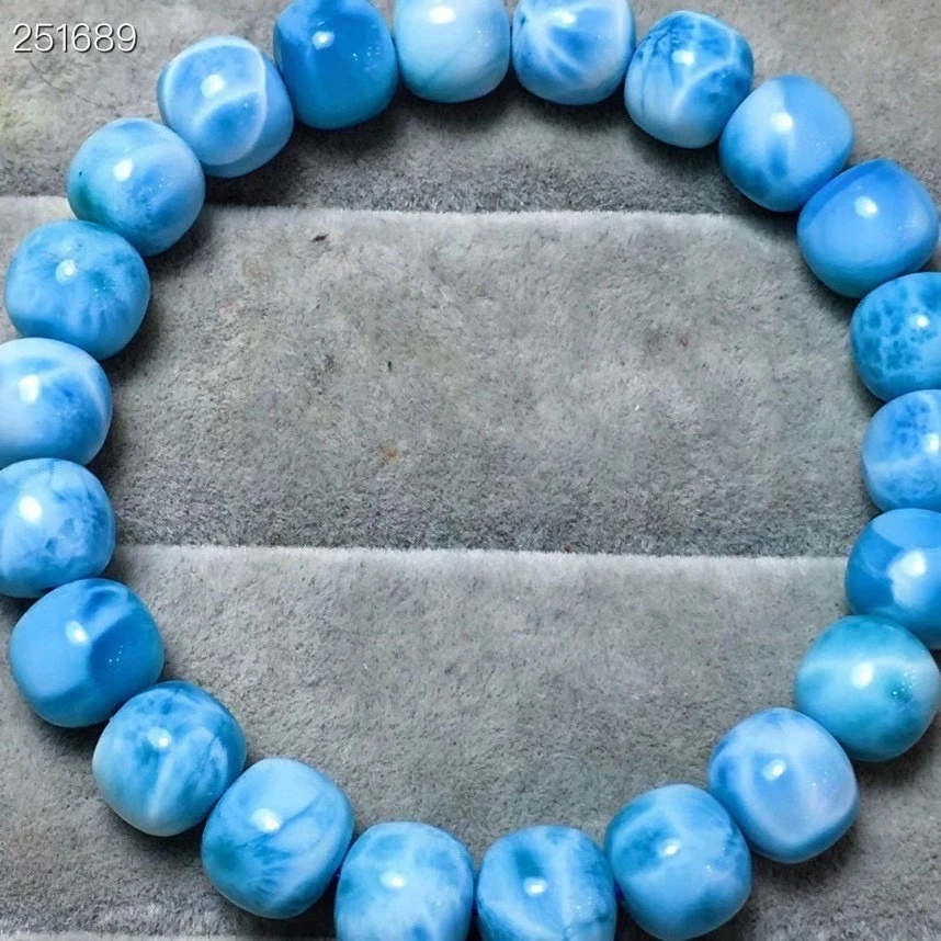 

Genuine Natural Blue Larimar Gemstone 11.6mm Rare Round Beads Bracelet Bangle Water Pattern Larimar Women Men AAAAAA