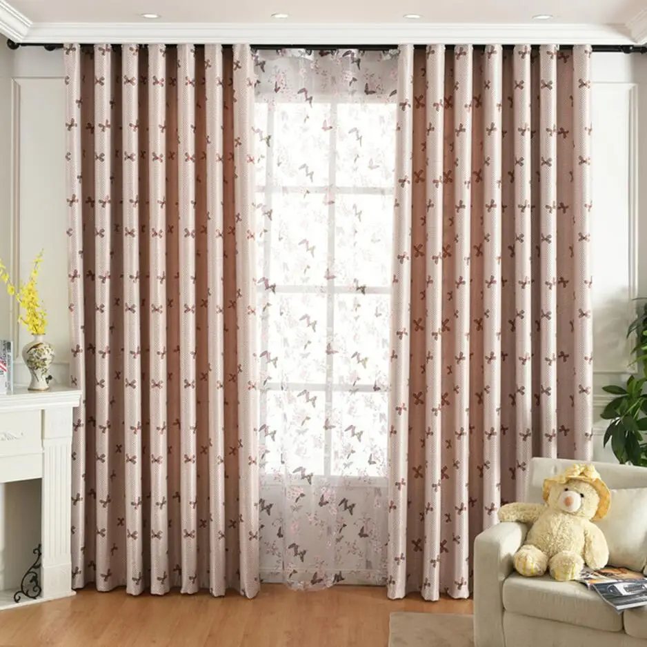 Занавеска для девочек с милым рисунком банта окна спальни жаккардовая занавеска