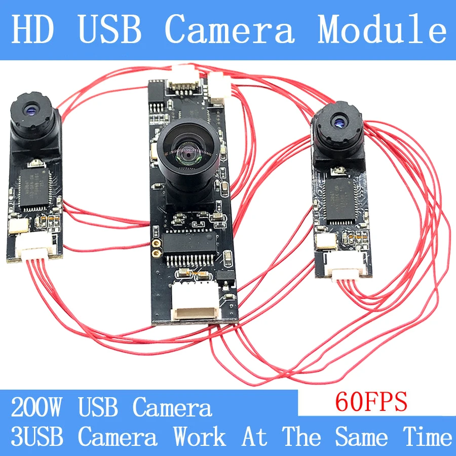 Промышленный Мини HD 2MP Разделенный экран три изображения одновременно MJPEG UVC 60fps