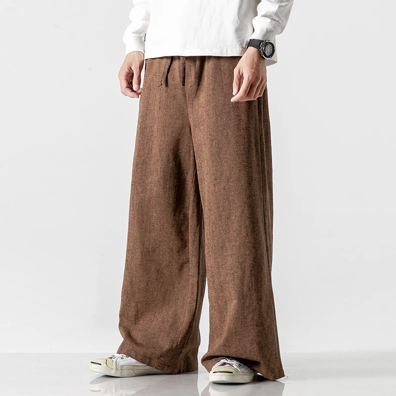 

Oversized Baggy Linen Pants for Men 2021 Fashion Trends Summer Casual Clothes Teen Wide Leg Striped Trousers Harajuku Streetwear