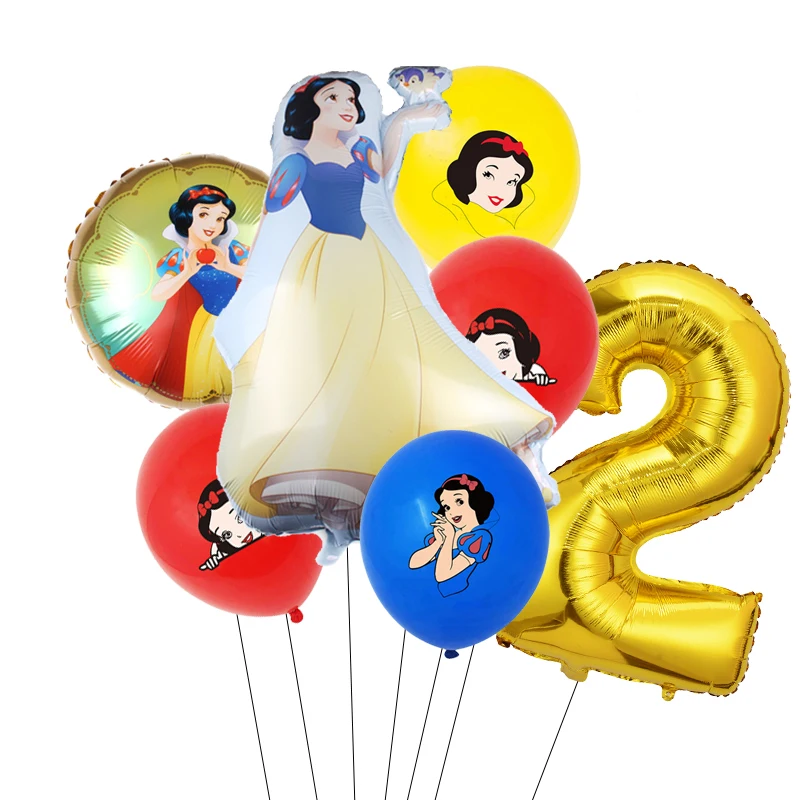 6Pcs Disney Princess oil Balloons Girl Birthday Party Decorations Snow White Theme Baby Shower Supplies Air Globos |