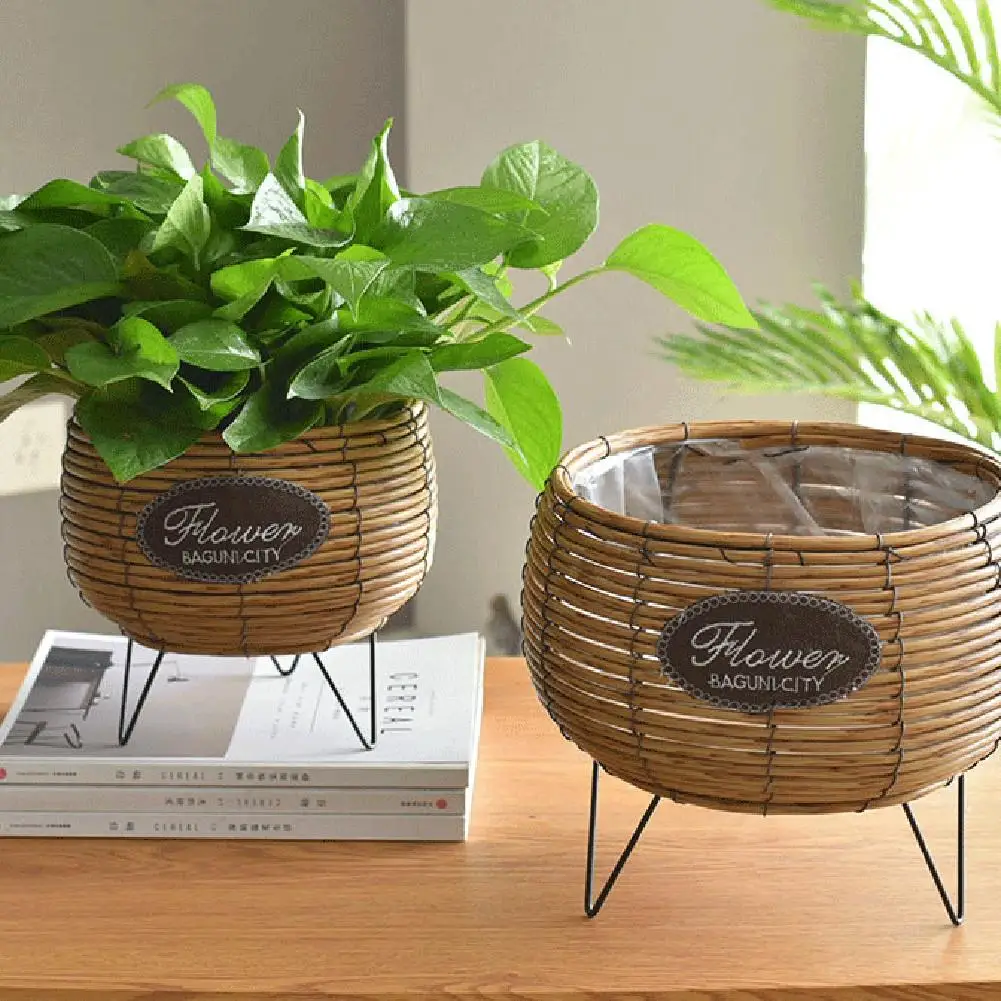 

Rattan Flower Pot Hand-woven Flower Basket Multi-functional Storage Decorative Flower Pot Craft