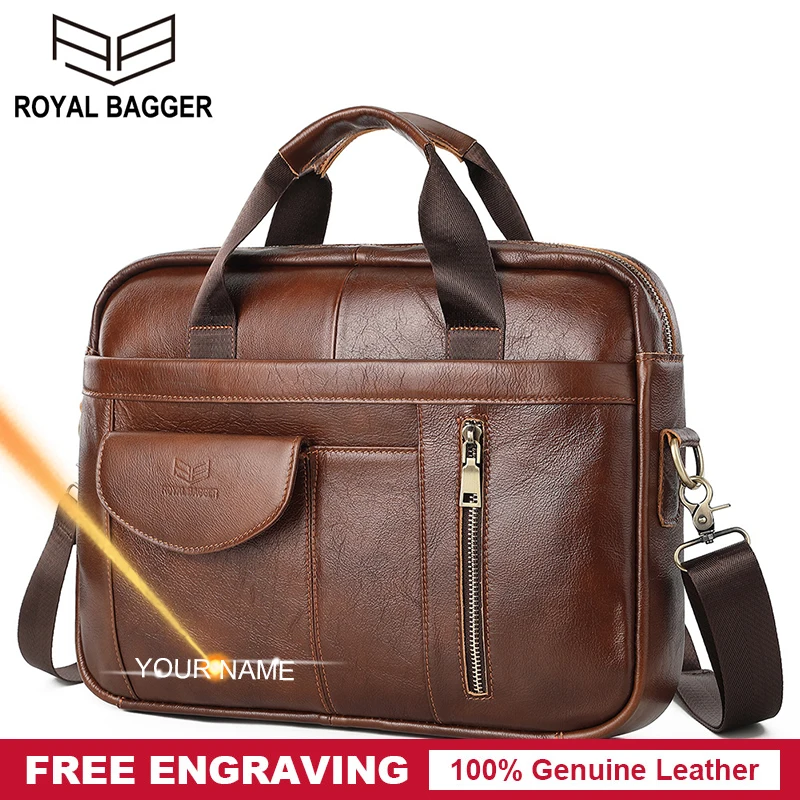 

Royal Bagger Men 15.6 Inch Laptop Briefcase Real Genuine Cow Leather Vintage Fashion Casual Handbag Shoulder Bag Travel Business