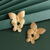 wholesale jujia 2020 vintage gold butterfly drop earring for women trendy metal pendant earrings party jewelry gift pendientes