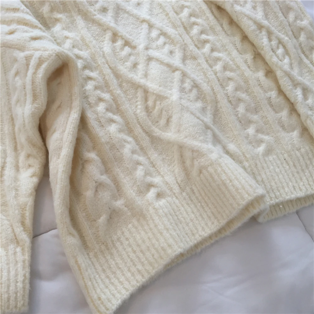 Женский толстый свитер оверсайз с круглым вырезом свободные вязаные Джемперы