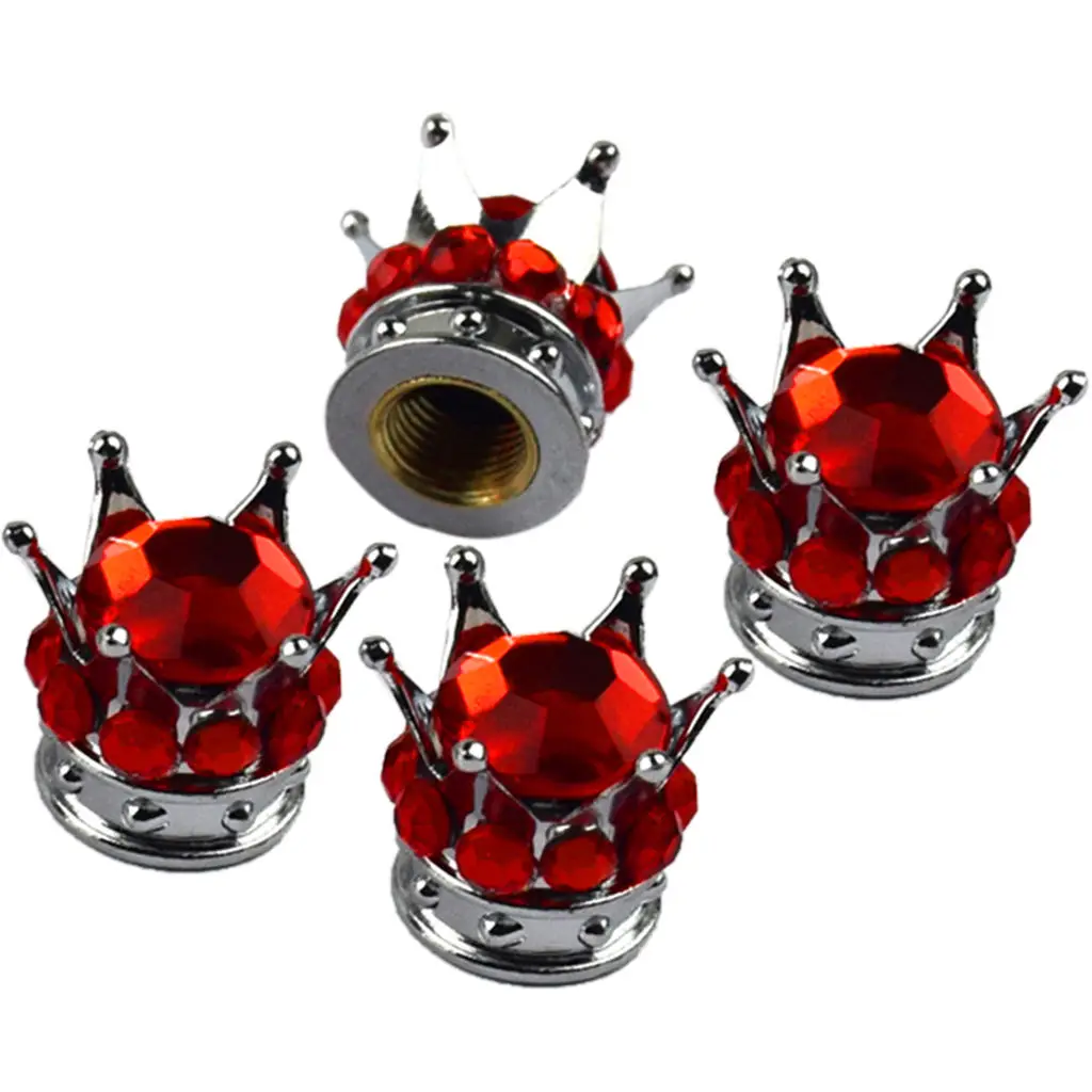 

4 Pack Valve Stem Caps, Handmade Crown Universal Car Tire Valve Caps Chrome,Attractive Dustproof Bling Car Accessories