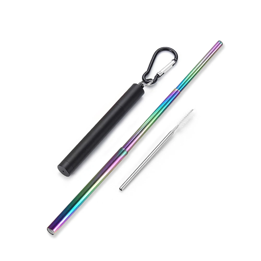 K Портативный Нержавеющая сталь телескопическая соломинкой Для путешествий многоразовые cгибающийся металлический питьевой соломы с Чехол и щетка - Цвет: K