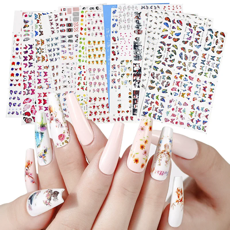 

12pcs 3D Nail Sticker Decals Fruits Butterfly Skull Flowers Design Nail Art Decorations Stickers Slider Manicure Accessories Set