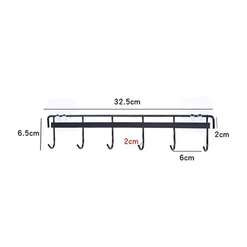 

6 Hooks Wall Hanging Hook Rack Kitchen For Kitchenware Wall Towel Organizer Kitchen Hook Bathroom Self-Adhesive Hanger