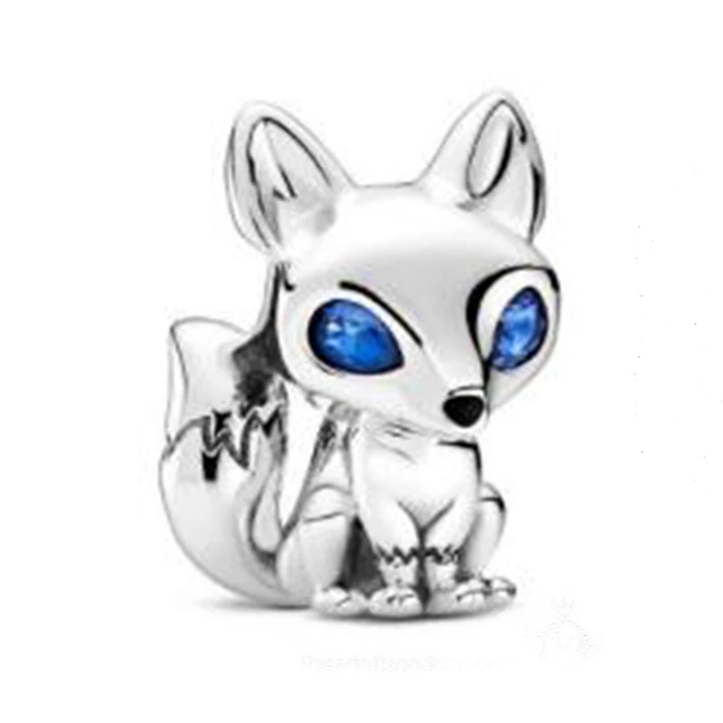 

Blue-Eyed Fox Charm 100% 925 Sterling Silver Skeleton Girl Charm Fit Original Bracelet Diy Jewelry
