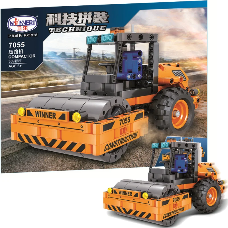 

Road Roller Construction Car 369pcs City High-tech Engineering vehicle Model Building Blocks Bricks Toys For boy Christmas Gift