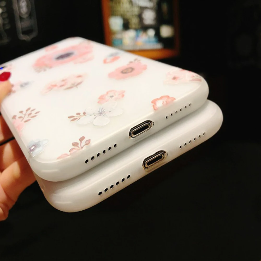 

Flower Style For iphone X XS Matte Painted Mobile Phone Case For iphone11 Protective Soft Shell