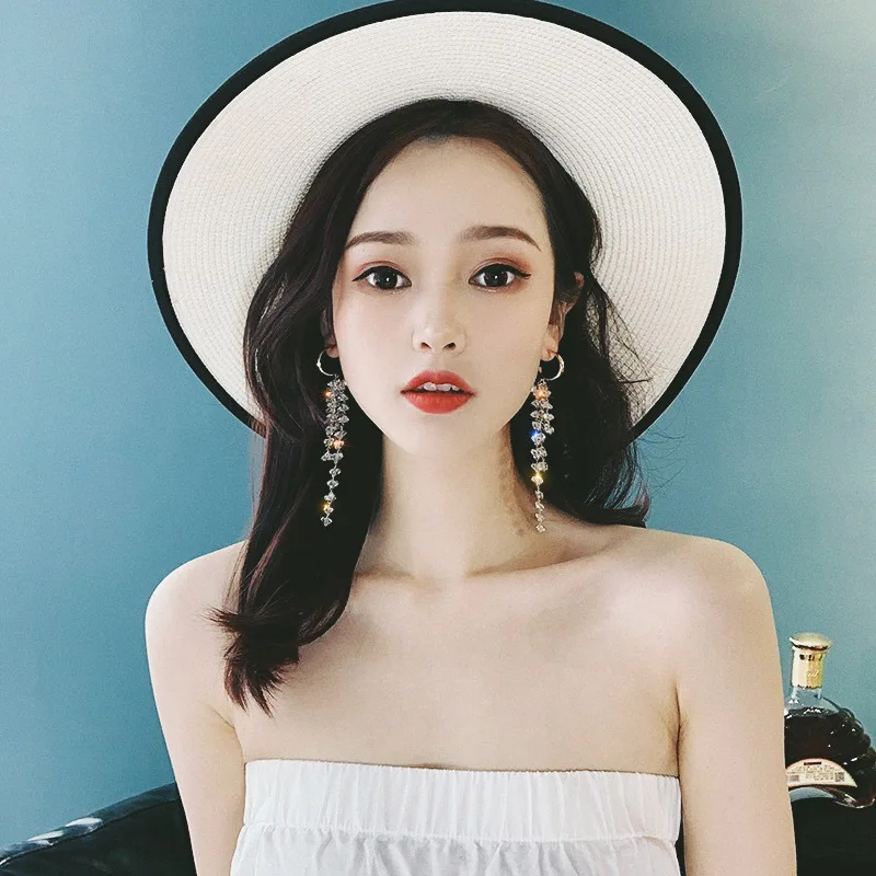 2019 New Korean Fashion Circle Winding Eardrop Elegant Crystal Sweet Wind Earrings Long Tassels Personality For Women | Украшения и