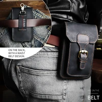 handmade genuine leather small summer pouch with hook waist pack bag cigarette case 6 7 phone pouch waist belt bag