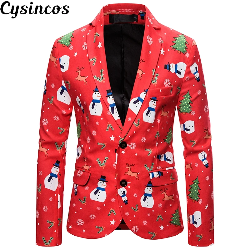 CYSINCOS Новый рождественский костюм для мужчин приталенное модное пальто костюмы