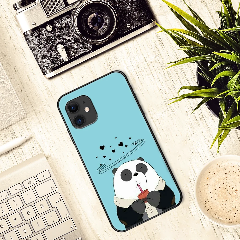 

cute Cartoon Bare Bear Phone Case Cover Hull For iphone 5 5s se 2020 6 6s 7 8 12 mini plus X XS XR 11 PRO MAX black Back Tpu