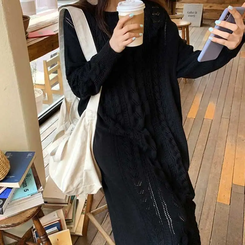 RealShe 2019 свитера пуловеры для женщин круглый вырез длинный рукав свободный свитер