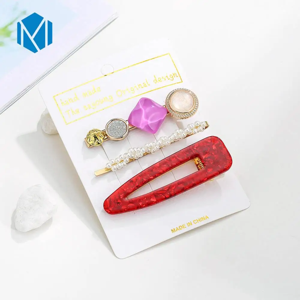3pcs drop red M MISM INS Круглый корейский Кристалл Сплав заколки для волос Макарон цвет заколки BB шпильки Заколки для женщин обувь девочек аксессуары для волос - Цвет: 3pcs drop red