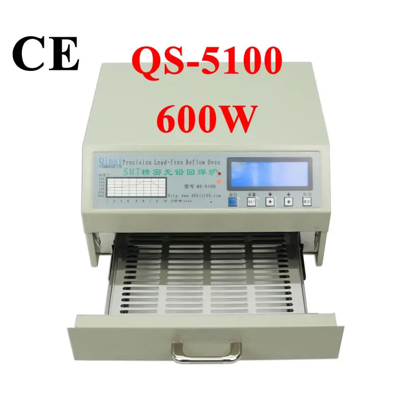 

QS-5100 600W Desktop Lead-Free SMT Reflow Oven 180*120mm Automati Soldering Stove for SMD SMT BGA Rework Soldering Repairing