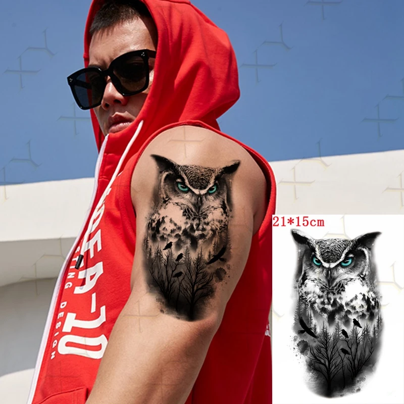 

Waterproof Temporary Tattoo Sticker Black Forest Lion Flash Tattos Eagle Wolf Tiger Animal Body Art Arm Fake Tatoo Women Men