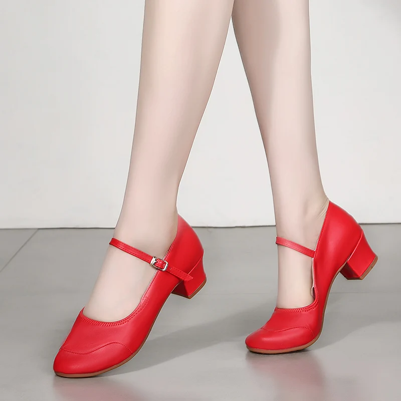 Latin Dance Shoes Women's Soft Double Reinforcement Heel For Beginner Professional Dancing Buckle HROYL | Спорт и развлечения