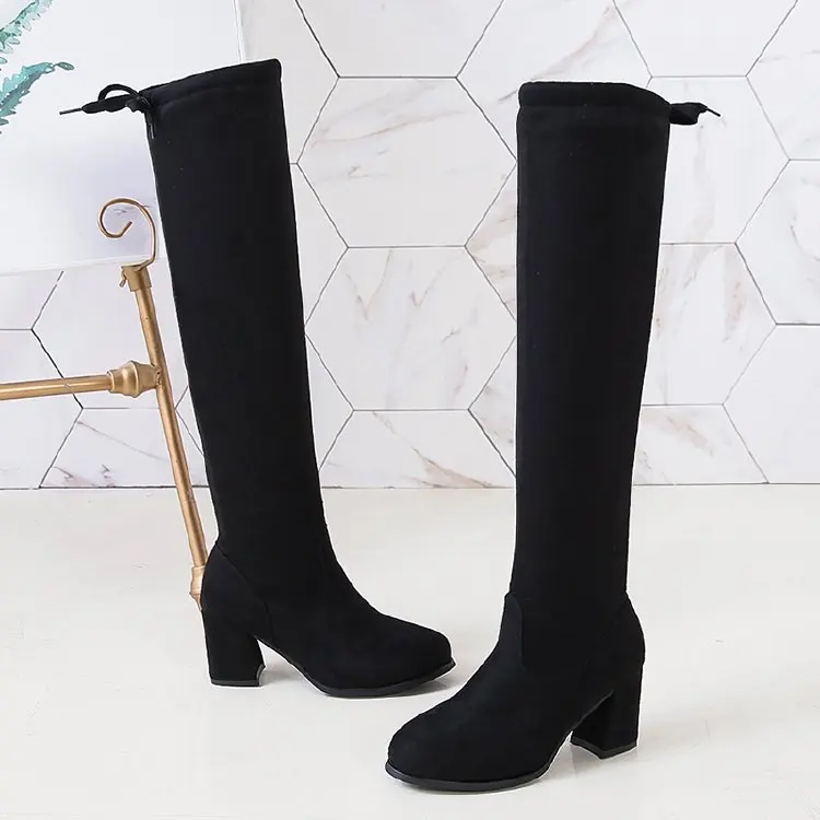 

boots high heel thick Boots over the women's 2020 new knee heel winter Korean version of versatile student thin boots