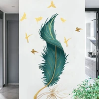 green feathers bird creative wall stickers sofa background bedroom room decor living room art mural home decoration