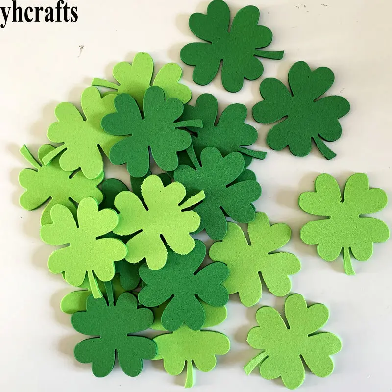 

1bag/LOT,foam four leaf clover without stickers Kindergarten crafts Pocket crafts Kids room decoration Creative activitity