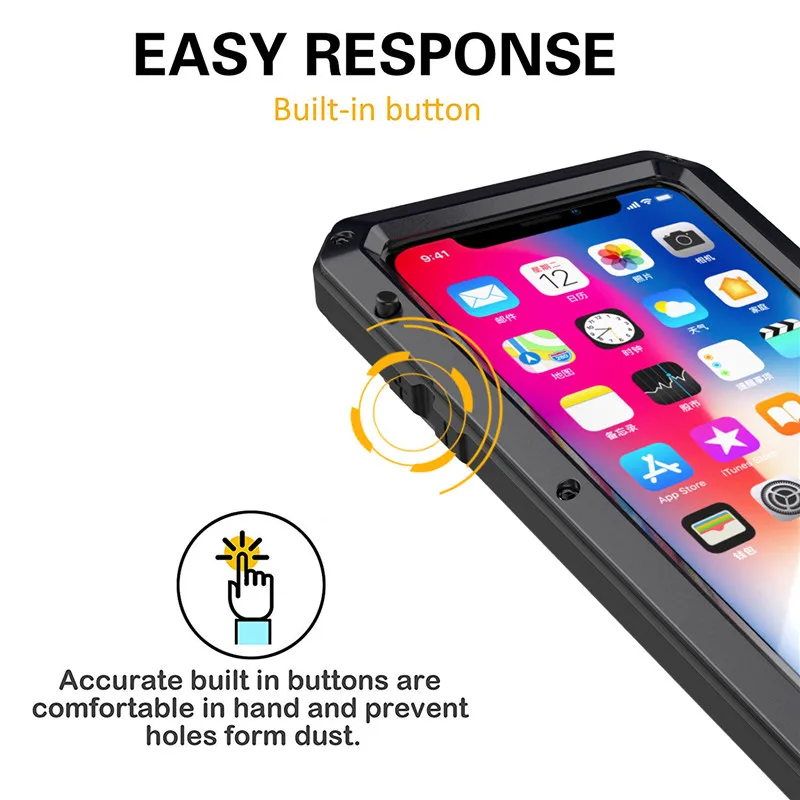 Полностью Защитный Роскошный металлический чехол для iPhone 11 11Pro 6S 7Plus