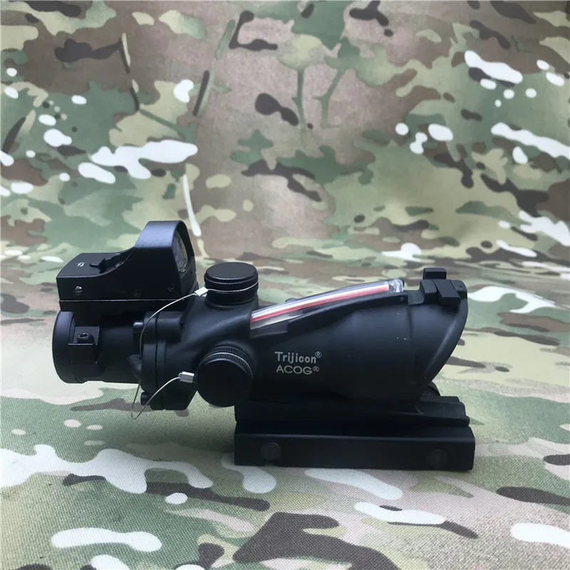 Тактический acog Стиль 4x32 винтовки с Пикатинни рейку и управления светом doc red