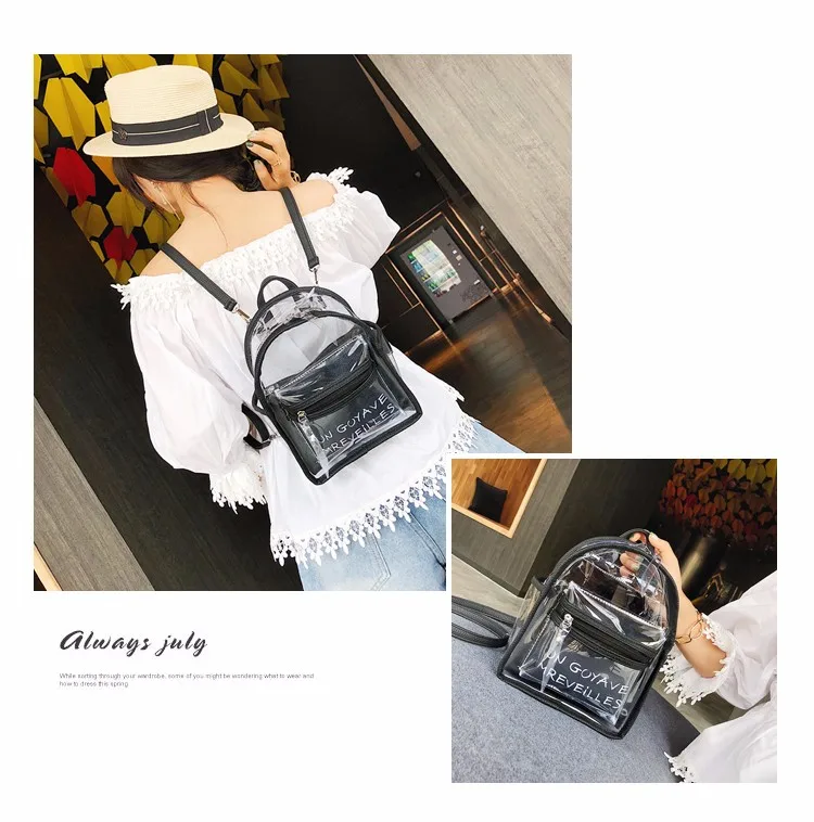 Women Transparent Jelly Small Backpacks Girls Mini Clear Backpack Fashion Letter Back Pack Teenage Girls Fashion Bookbag