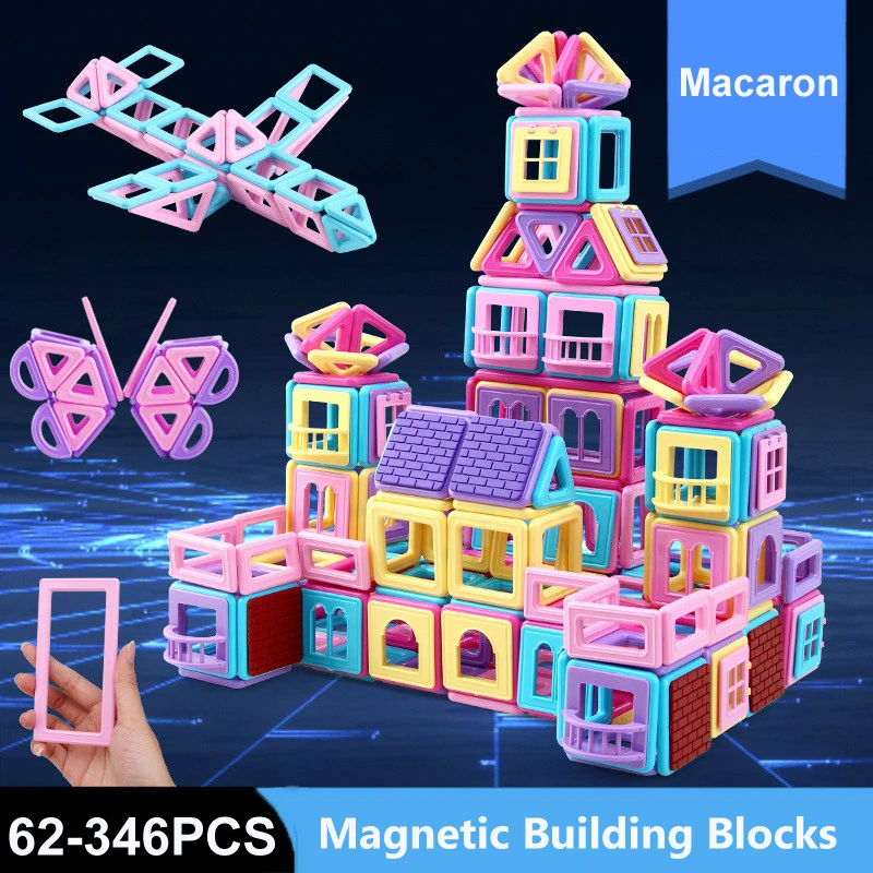 Bloques de construcci&oacute;n magn&eacute;ticos para ni&ntilde;os, juego de modelado de dise&ntilde;ador, juguetes magn&eacute;ticos para regalo, 62-346 piezas-0