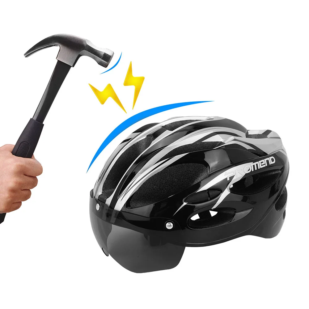 

PROMEND Bicycle Helmet Bike Mountain Motorcycle Sport Safe Hat with Removable Goggles Lens Visor Unisex Outdoor Cycling Helmet