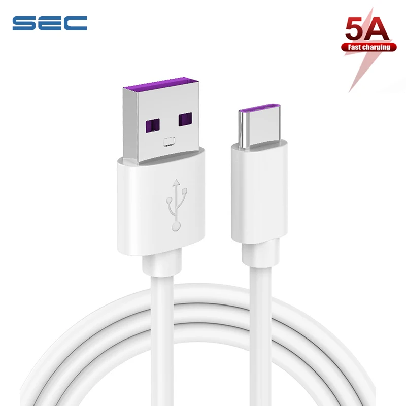 

5A USB Type C Cable For Samsung S20 S9 S8 Xiaomi 11 Redmi Note Huawei P30 Pro Fast Charge Mobile Phone Charging Wire White Cable