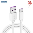 5A кабель с разъемом USB Type-C для Samsung S20 S9 S8 Xiaomi 11 Redmi Note Huawei P30 Pro, быстрая зарядка, мобильный телефон для мобильного телефона Galaxy белый кабель
