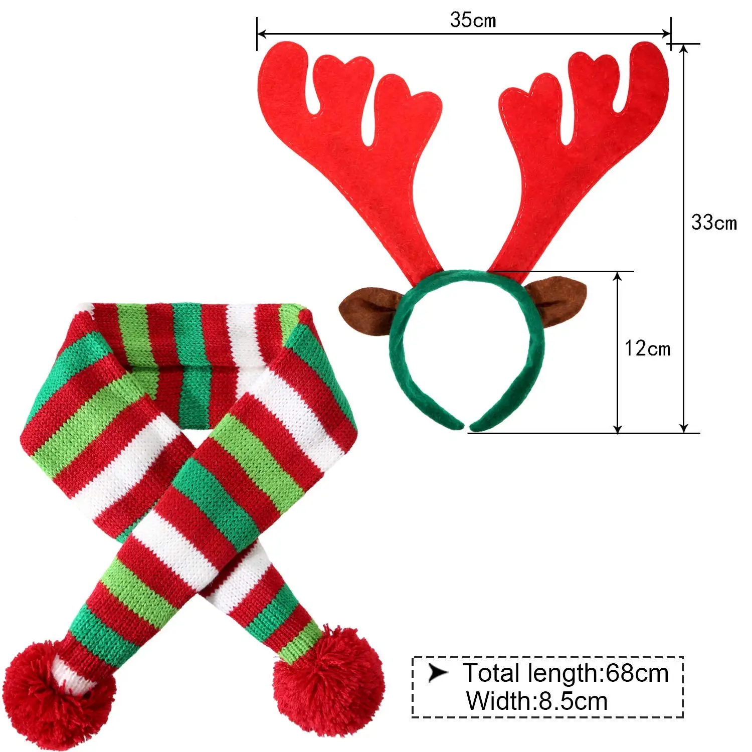 Вязаный рождественский шарф для домашних животных зимний полосатый олень обруч