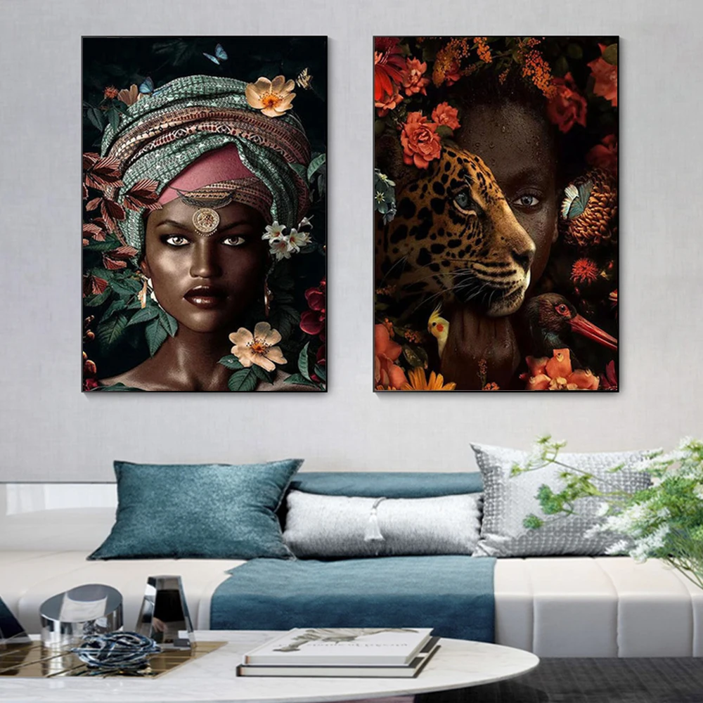 

Canvas Painting Modern Posters African Women Profile Poster and Prints on Wall Art Decorative Living Room Home Bedroom Decor