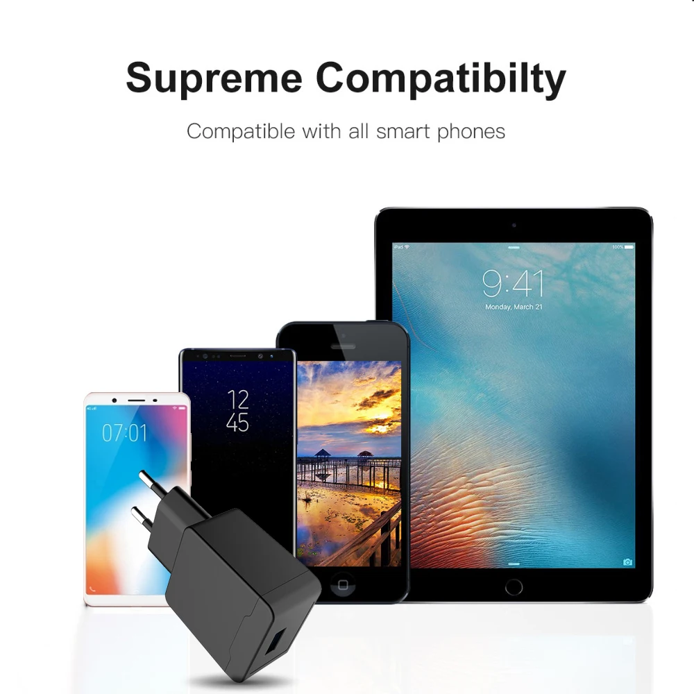 Usb-зарядное устройство PUJIMAX с кабелем 1 м для iPhone 5V 2.1A USB настенное/дорожное
